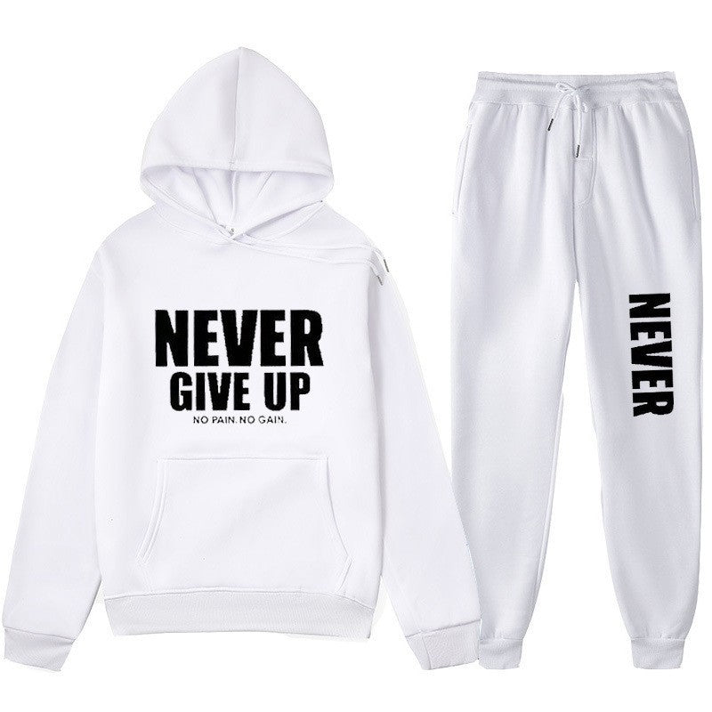 Casual Letter Print Hoodie Set Sweatshirt and Sweatpants Tracksuit Men's Clothing Men's Wear Winter Outfit