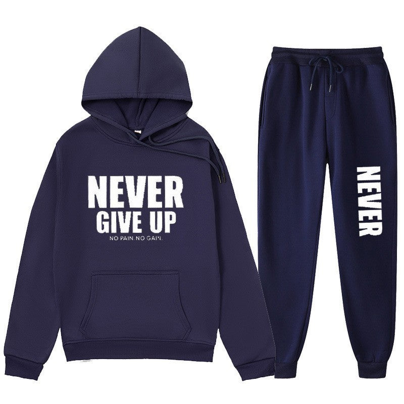 Casual Letter Print Hoodie Set Sweatshirt and Sweatpants Tracksuit Men's Clothing Men's Wear Winter Outfit