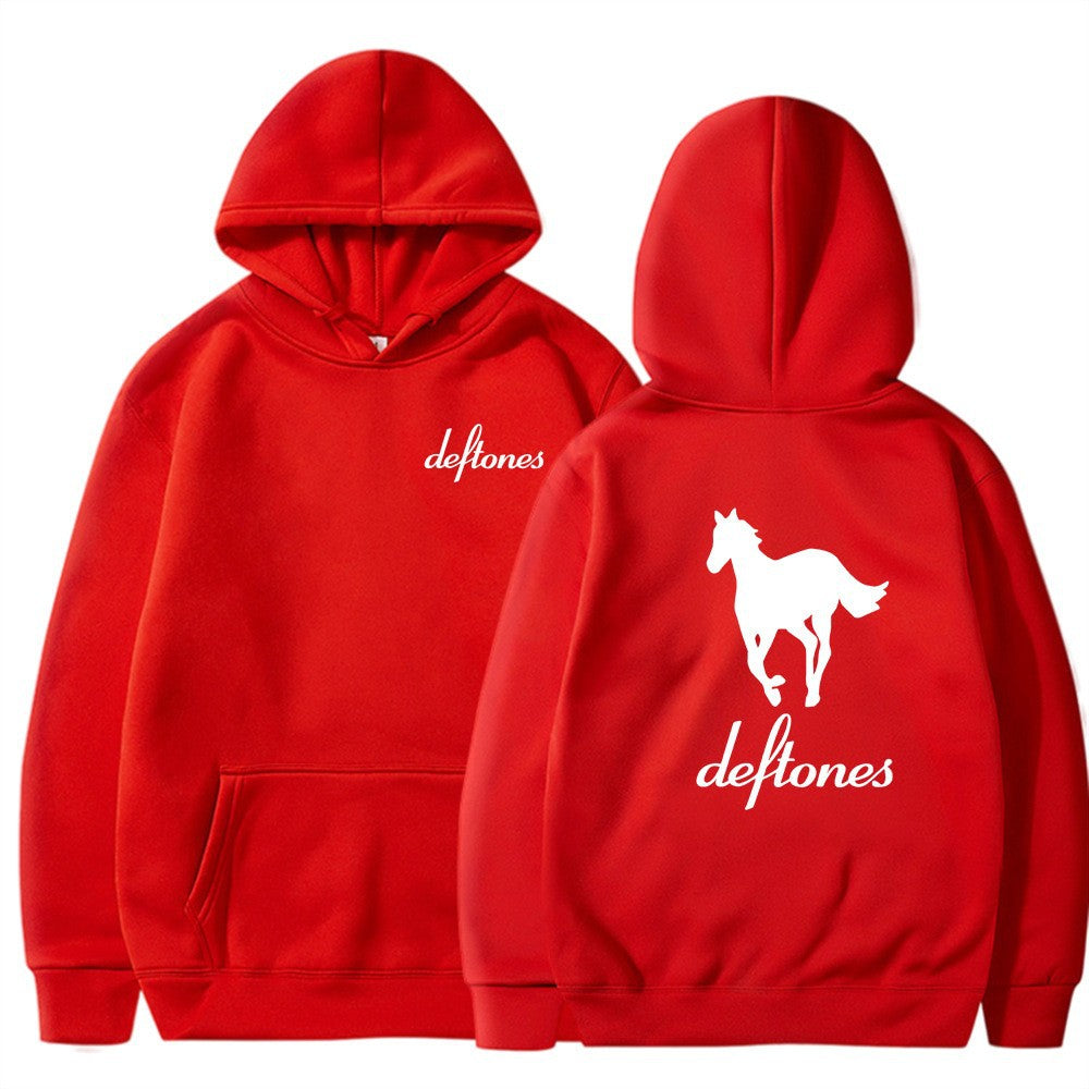 Deftones White Horse Print Hoodie Casual Unisex Sweatshirt