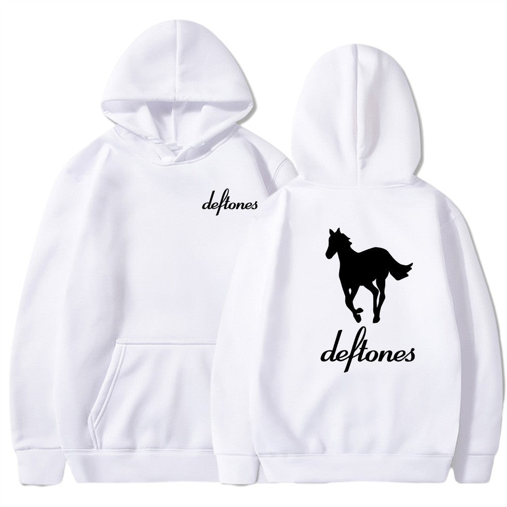 Deftones White Horse Print Hoodie Casual Unisex Sweatshirt