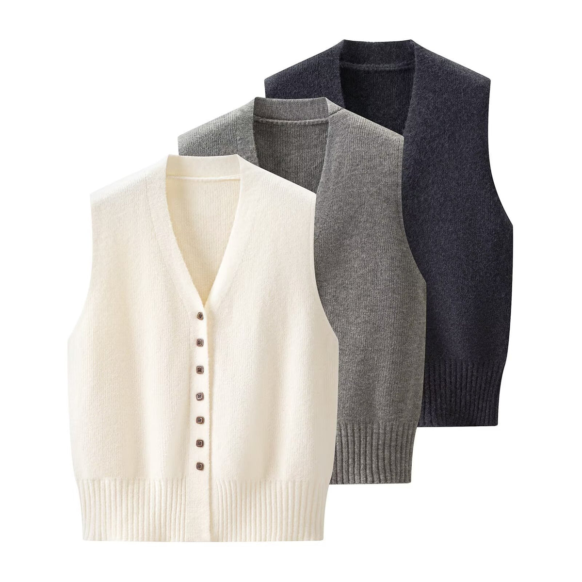 Casual versatile V-neck knitted vest cardigan