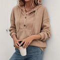Hooded Ribbed Long Sleeve Sweatshirt Top Style Autumn Winter