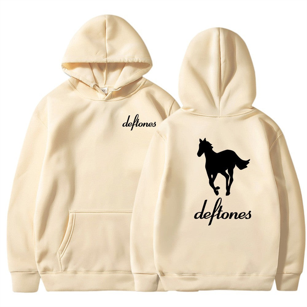 Deftones White Horse Print Hoodie Casual Unisex Sweatshirt