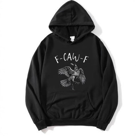 Crow Print Hoodie Sweatshirt Men's Casual Sportswear