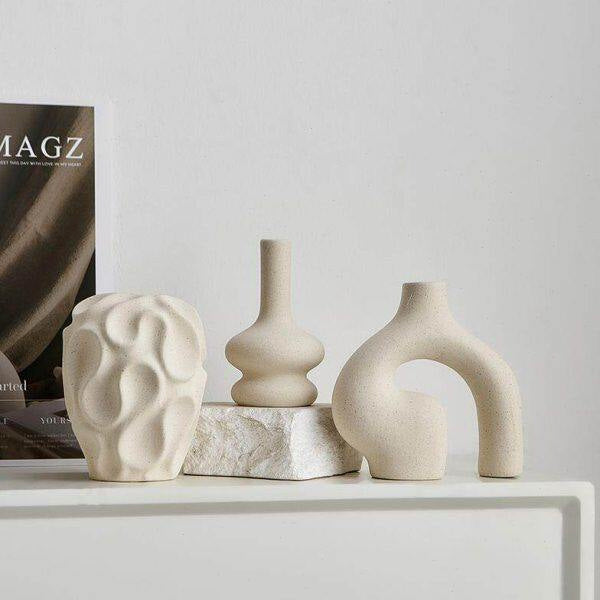 Boho Donut Ceramic Vase Trio