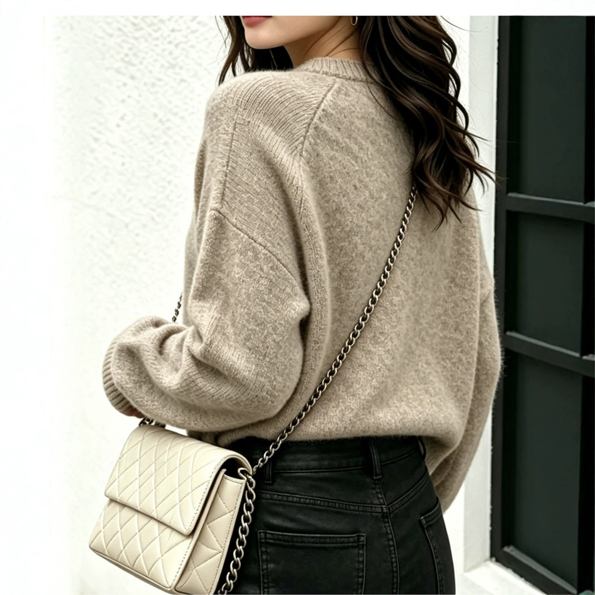 Round Neck Pullover Sweater for Women, Loose Thick Solid Color Knitwear, Versatile Top for Autumn and Winter
