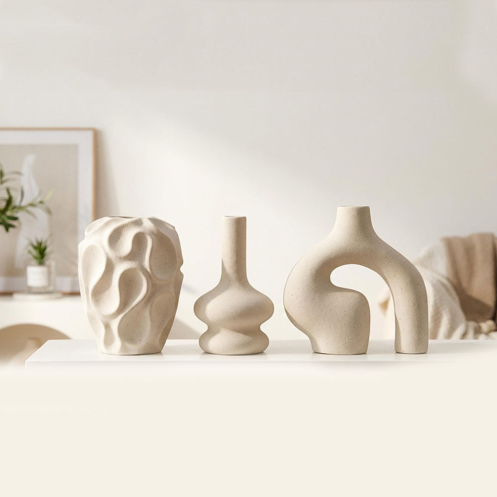 Boho Donut Ceramic Vase Trio
