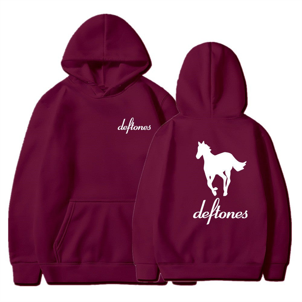 Deftones White Horse Print Hoodie Casual Unisex Sweatshirt