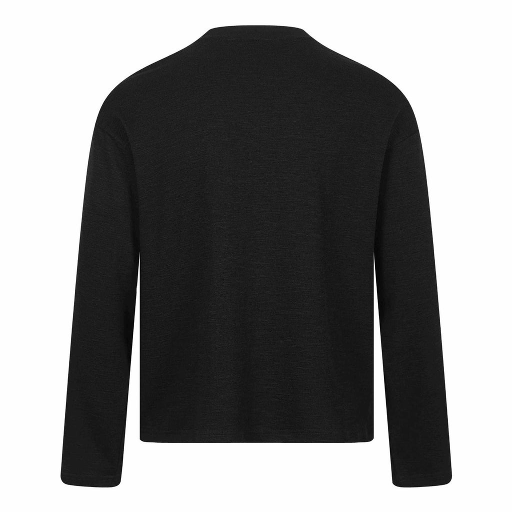 Rock Print Design Long Sleeve Distressed Washed Look Loose Fit T-Shirt