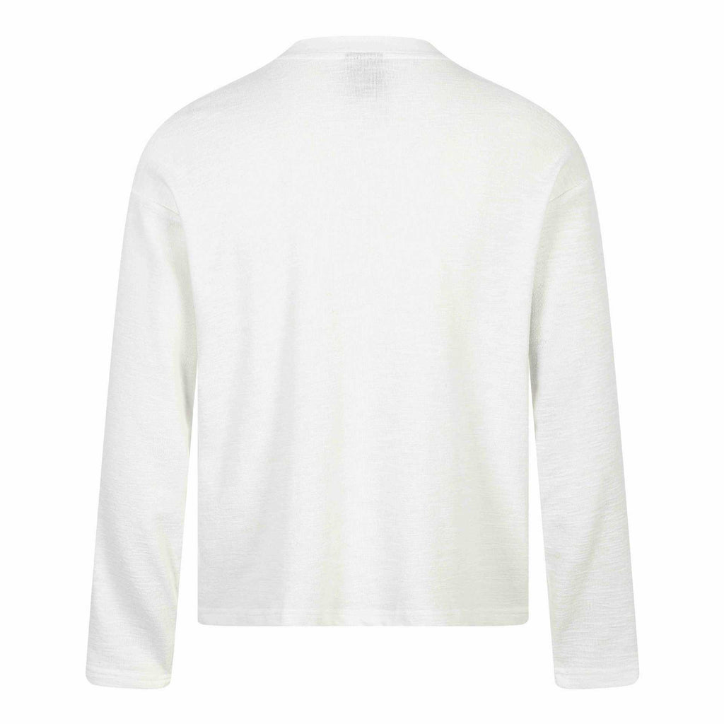 Rock Print Design Long Sleeve Distressed Washed Look Loose Fit T-Shirt
