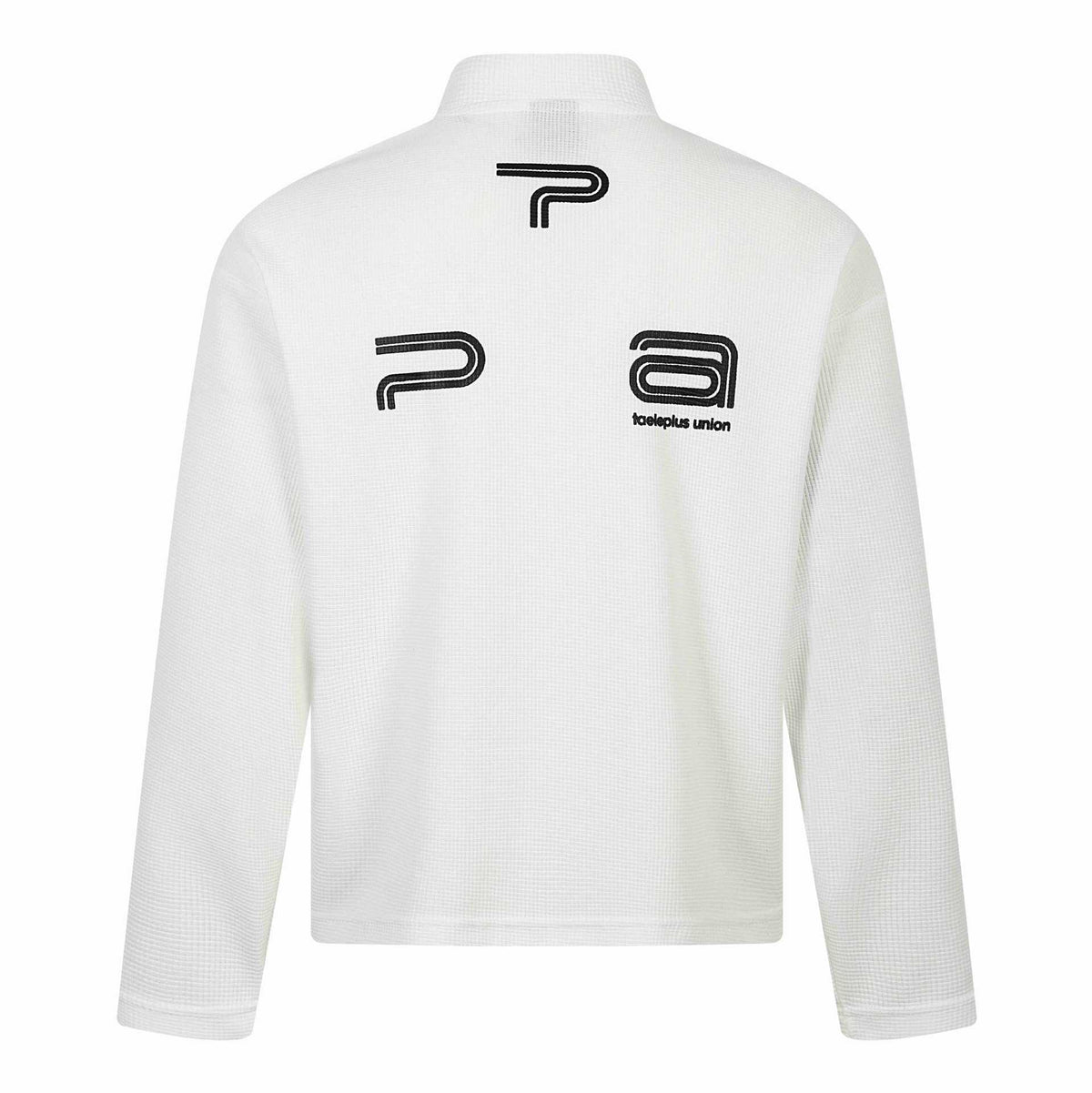Half-High Neck Zipper Casual Printed Waffle Knit Long Sleeve T-Shirt