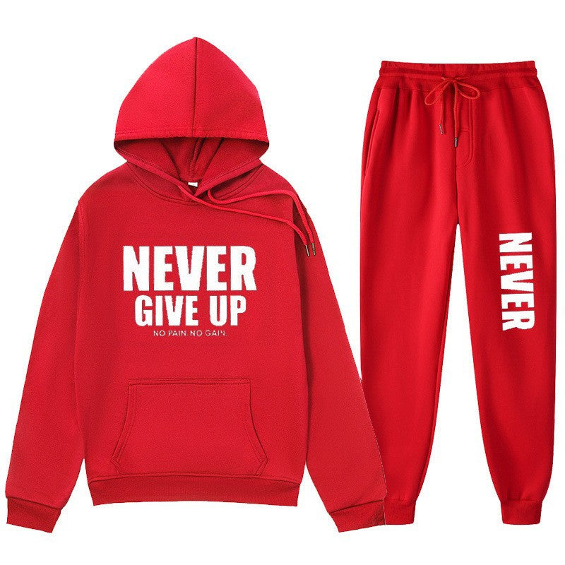 Casual Letter Print Hoodie Set Sweatshirt and Sweatpants Tracksuit Men's Clothing Men's Wear Winter Outfit
