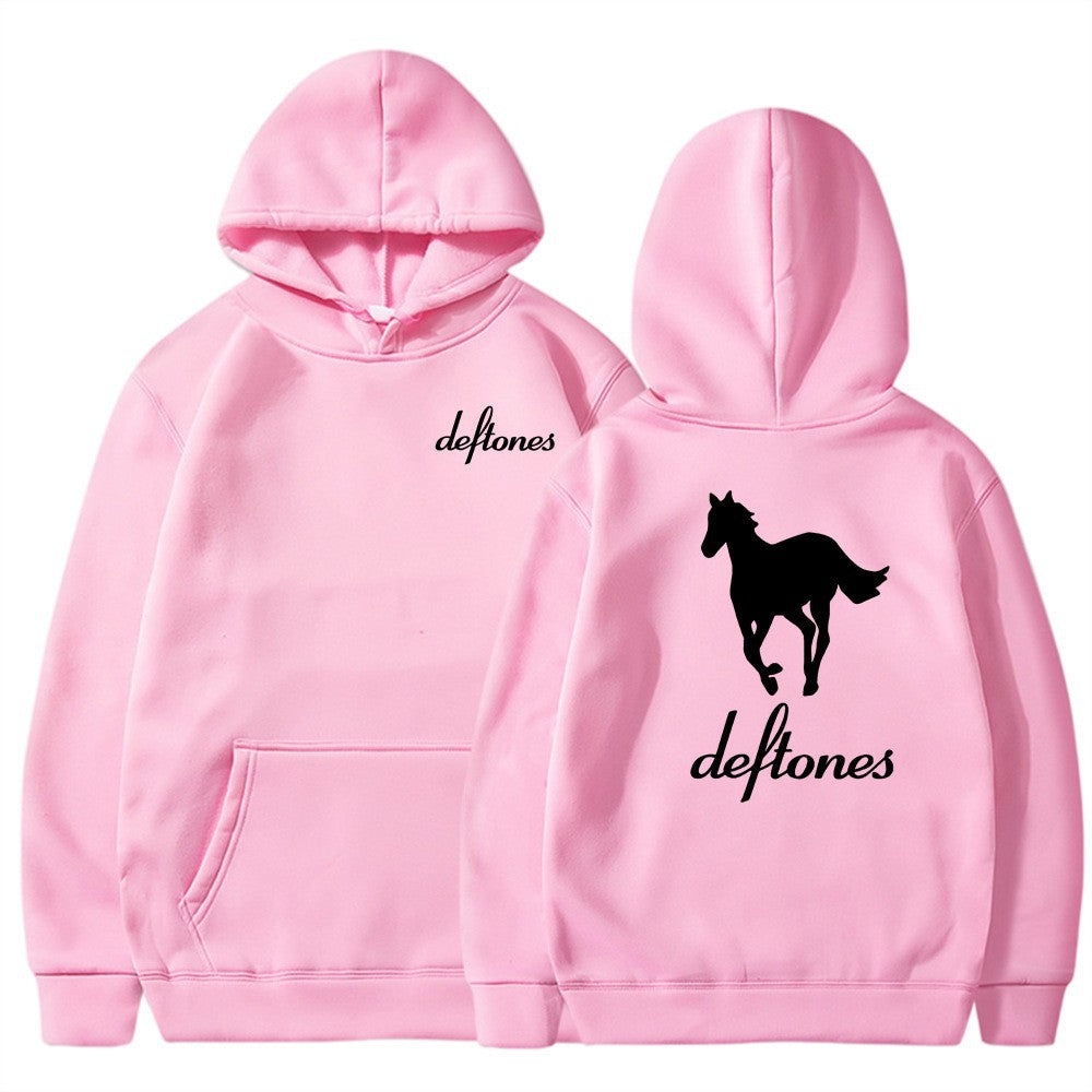 Deftones White Horse Print Hoodie Casual Unisex Sweatshirt