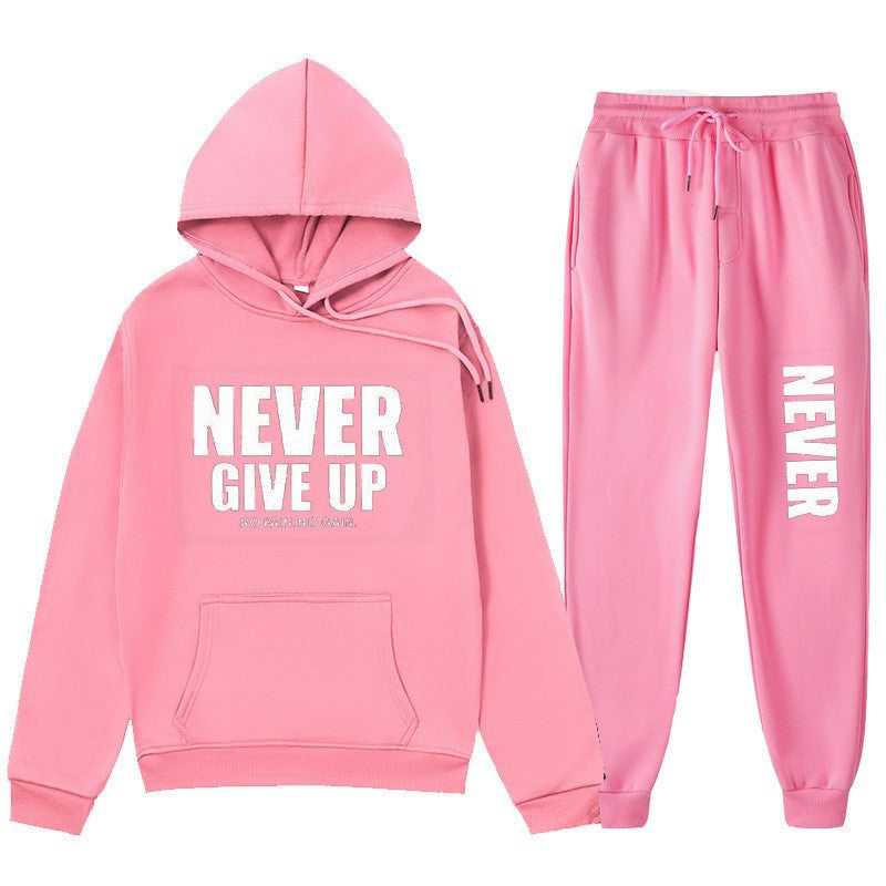 Casual Letter Print Hoodie Set Sweatshirt and Sweatpants Tracksuit Men's Clothing Men's Wear Winter Outfit